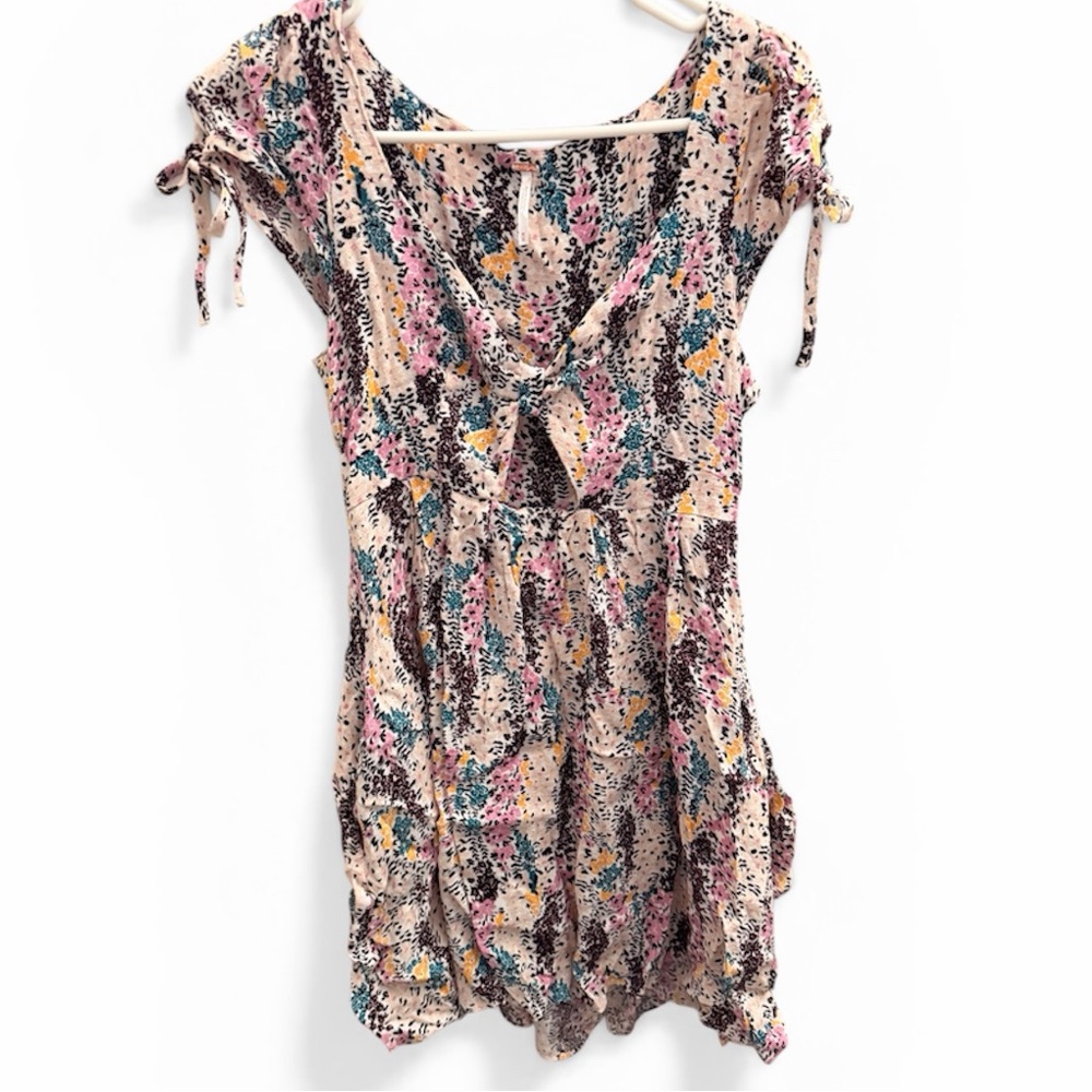 Free People Floral Cutout Mini Dress in Pastel Multi Size M